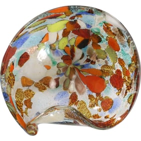 Quality Multi Colorful Murano Art Glass Thick Bowl 7 inches length