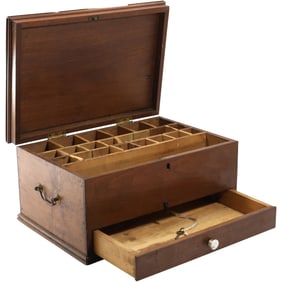 Elgin 4-drawer wood factory material cabinet, likely used by watchmakers for storing tools and parts