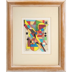 Rolph Scarlett, [1889-1984] American, "Geometric Abstract" Watercolor & Gouache on Paper Painting