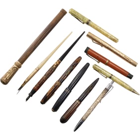 Estate Collection of 11 Assorted Vintage Fountain Pens, Writing Instruments - See Pictures