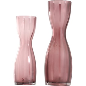 2 Vintage Scandinavian Sea Glasbruk Renate Stock Art Glass Vases 11.5 in. height