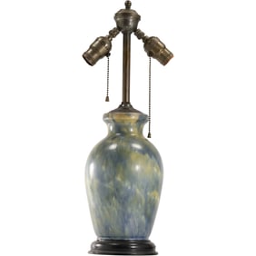 Vintage Arts and Crafts Circa 1930s Art Pottery Glazed Table Lamp 20 in. height x 7 in. wide