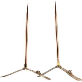 2 Polished Bronze Victorian Lightning Rods 19 in. height x 14 in. wide at Base