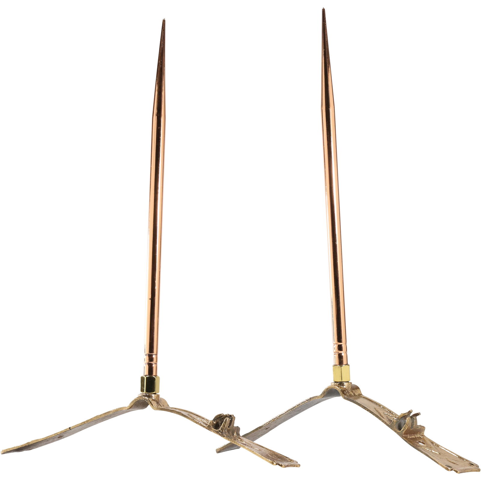 2 Polished Bronze Victorian Lightning Rods 19 in. height x 14 in. wide at Base (1 of 9)