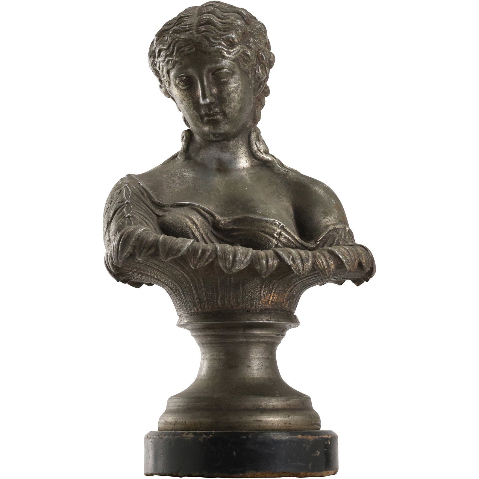 19th C. Cast Metal Spelter Bust Sculpture of Clytie, a Water Nymph from Greek Mythology 9 in. (1 of 16)