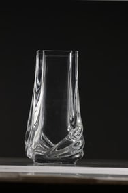 Signed DAUM FRANCE, Daum 8.5 inch Thick Crystal Glass Vase, crafted in Nancy, France