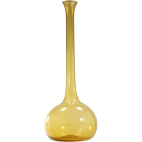 Mid-Century Modern Tall 27 inches height Amber Glass Bottle Neck Vase, base 10 in. wide