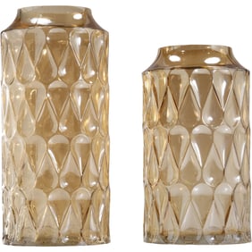 2 Fish Scale Patterned Iridescent Cylindrical Vases 12 in. height