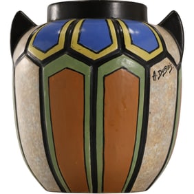 Art Deco Vase made by Antoine Dubois at the Mons Pottery in Belgium, Circa 1930s, 8.5 in. height
