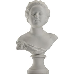 after Boucher, Continental Bust of a Young Woman, French Parian Bisque Porcelain, 16 in. height