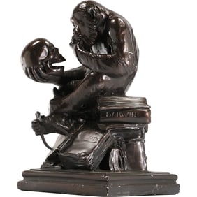 Sculpture "Monkey with Skull" (Affe mit Schädel) by Hugo Rheinhold, Alva Studios Hard Composition