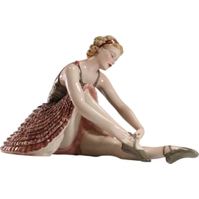 WEIN KERAMOS Austria Large 18 inch Porcelain Lady Ballerina Figurine By Stefan Dakon