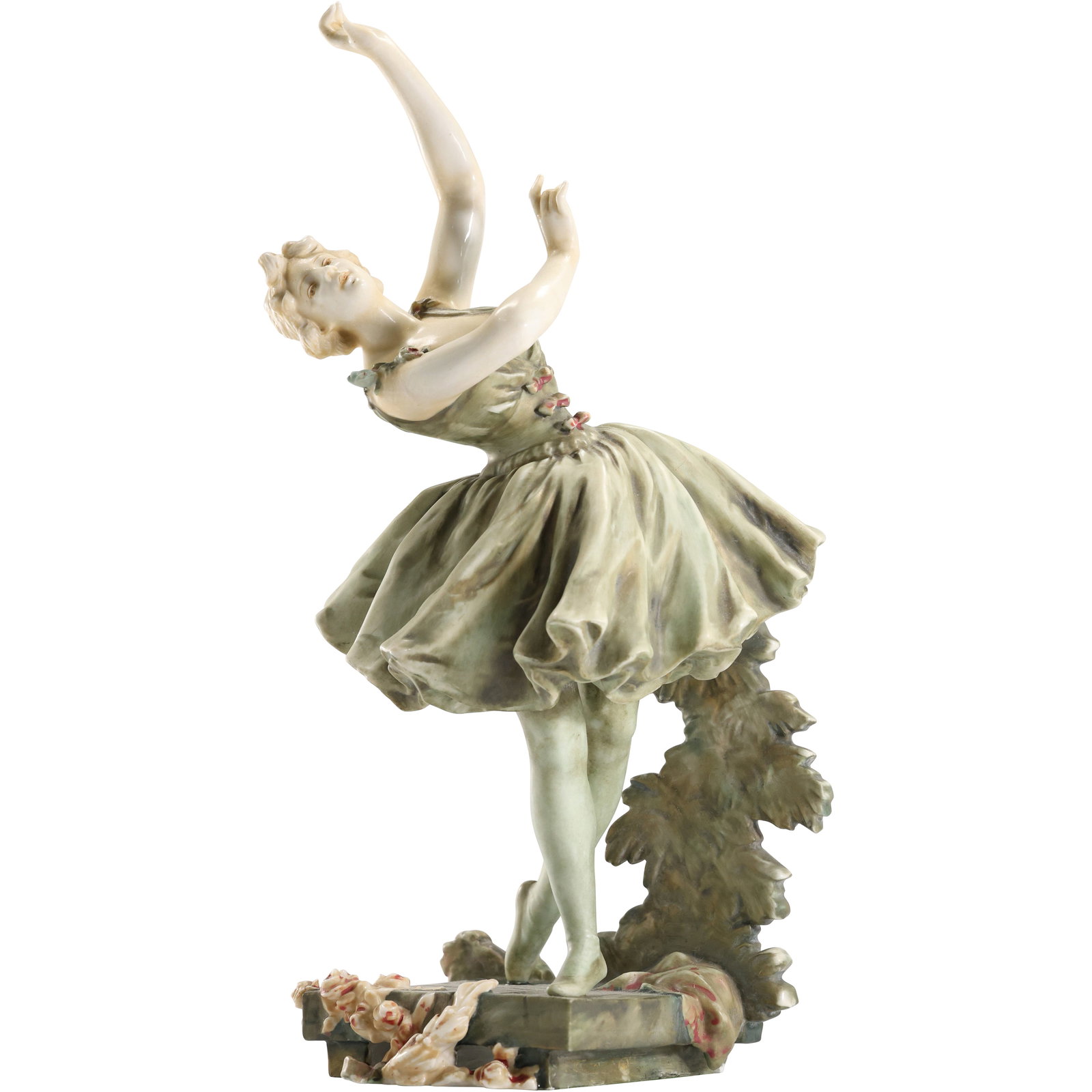Porcelain Sculpture of a Ballerina, Richard Eckert & Co., Volkstedt, 1894 - 1918;  14 in. height (1 of 20)