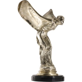 Rolls Royce "Spirit of Ecstasy" Silver Tone Bronze Statue Sculpture 15 inches height x 9 in. wide