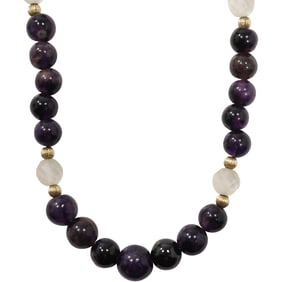 10K Gold Clasp and 10K Gold Spacer Beads Black Onyx and Frosted Glass Beads Necklace