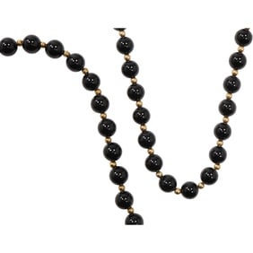 14K Gold Clasp and Spacer Beads with Black Onyx Beads Unusually Long with Matching Bracelet