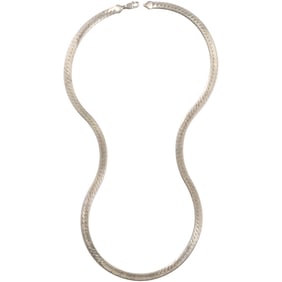 .925 Sterling Silver 64.2 grams Wide and Unusally Long Necklace 30 in. length x 3/8 in. wide