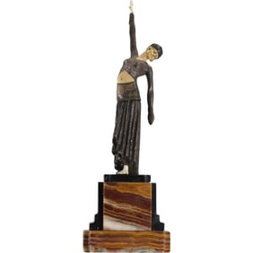 After Johann Philipp Preiss (1882-1943) French, Art Deco, "Elegant Dancer" 17 in. height