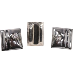 .950 Sterling Mexico TL-41 Clip-on Earrings with CZ and ,925 Sterling Mexico TL-31 Ring Size 7