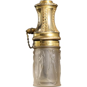 R Lalique Molinard Paris Atomizer Art Deco with Nude Women on Glass Jar 4 in. height x 3 in. wide