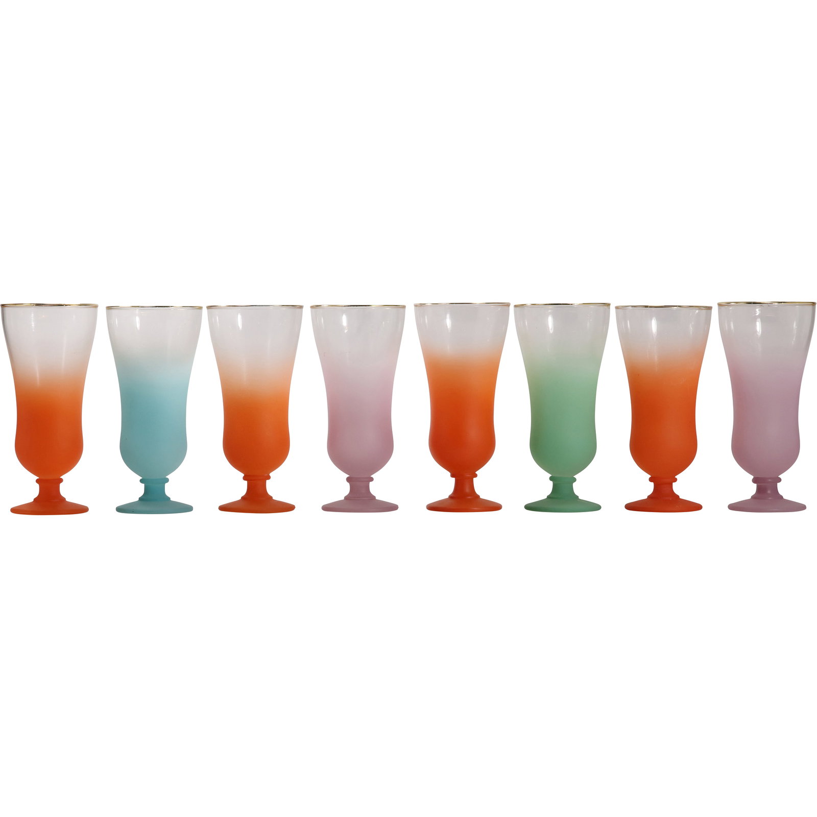 Set of 8 Blendo Frosted Parfait Ice Cream Sundae Glasses with Metallic Gold Rims Multi Colors (1 of 9)