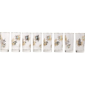 Set 8 Vintage Libbey "Party Time Fireworks" Highball Glasses - Mid Century Barware