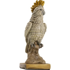 Sulphur-crested Cockatoo Sculpture in Chalkware Composition, Original Finish 16 in. height