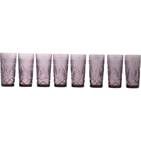 Set 8 Vintage Cristal D'Arques Durand Amethyst Glass Tumblers - Barware