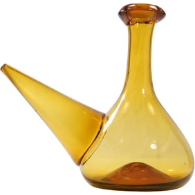 Spanish Porron Amber Glass Wine Decanter 9.5 in. height x 12 in. wide