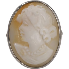 .925 Sterling Silver Italy Hallmarked Cameo Ring Size 7