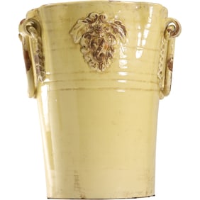 STUNNING LARGE HAND SCULPTED ITALY WILD OLIVE CO Art Pottery Vase 17 in. x 16 in.