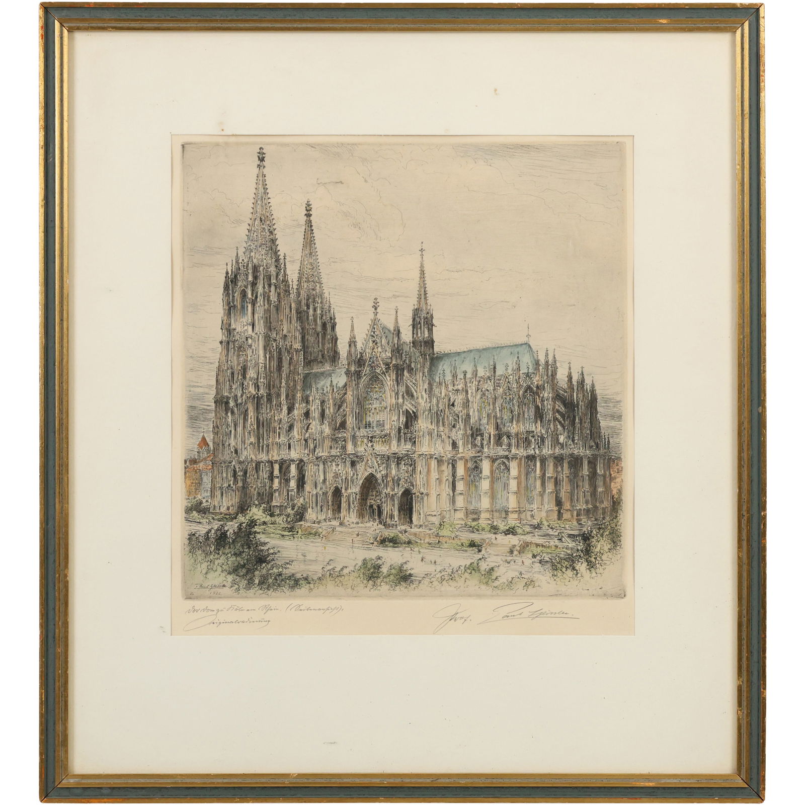 PAUL GEISSLER 1922 ETCHING COLOGNE CATHEDRAL GERMANY, Signed, Original Framing (1 of 17)