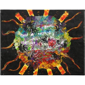 Abstract Oil on Canvas Painting "Neptunes Garden" by Vassa Mysteria, 14 in. x 11 in.