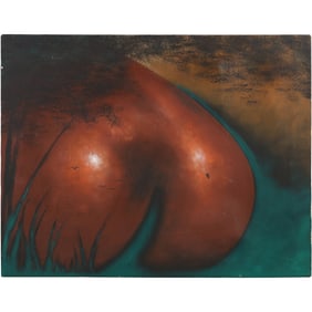 Signed Illegible Oil on Canvas Painting Unique "Cove" Coastal Landscape