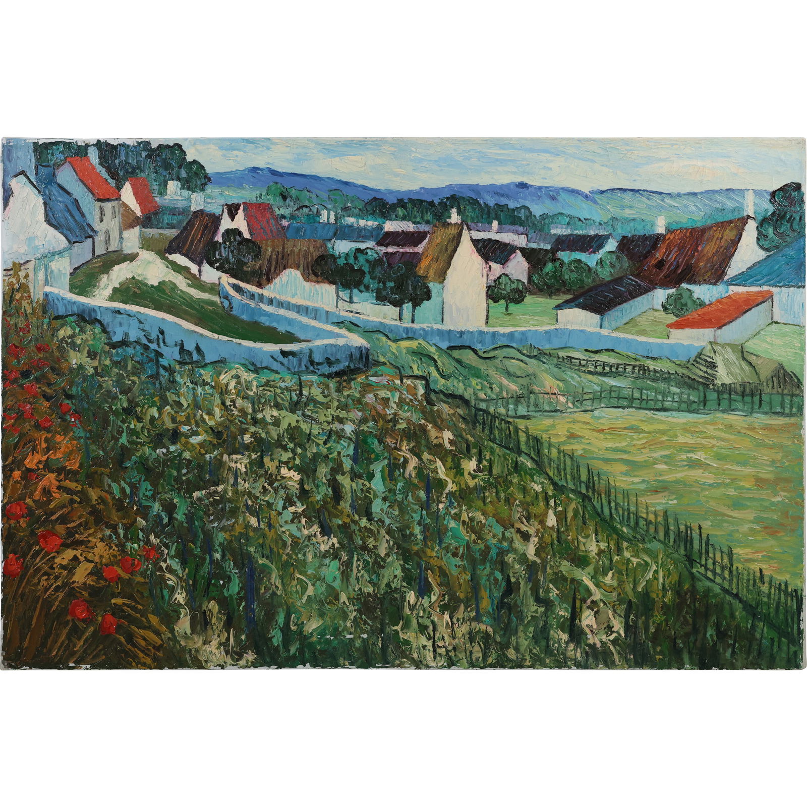 after Vincent Van Gogh [1853-1890], Oil on Canvas Painting Vineyards at Auvers 37 in. x 25 in. (1 of 19)