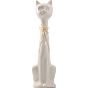 VINTAGE LONG NECK CERAMIC CAT WHITE LONGNECK 16 inches height x 5 in. wide