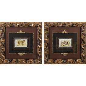 2 Superb Gallery Framed Prints Snow Leopard and Tiger, Label on Verso