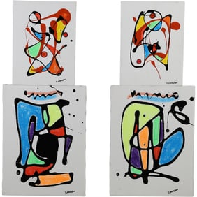 4 Dennis Sakelson, 20th C. American, Colorful Abstract Oil on Canvas Paintings