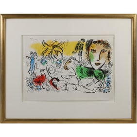 Lithograph titled "Homecoming" by Marc Chagall, created in 1973 for the "Chagall Monumental"