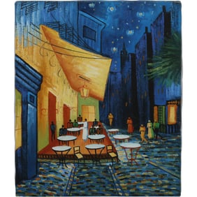After Vincent van Gogh's "Café Terrace at Night" Arles, France, Oil on Canvas Painting Artist