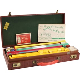 Antique Chinese Mahjong Bakelite Game Set in Carrying Case