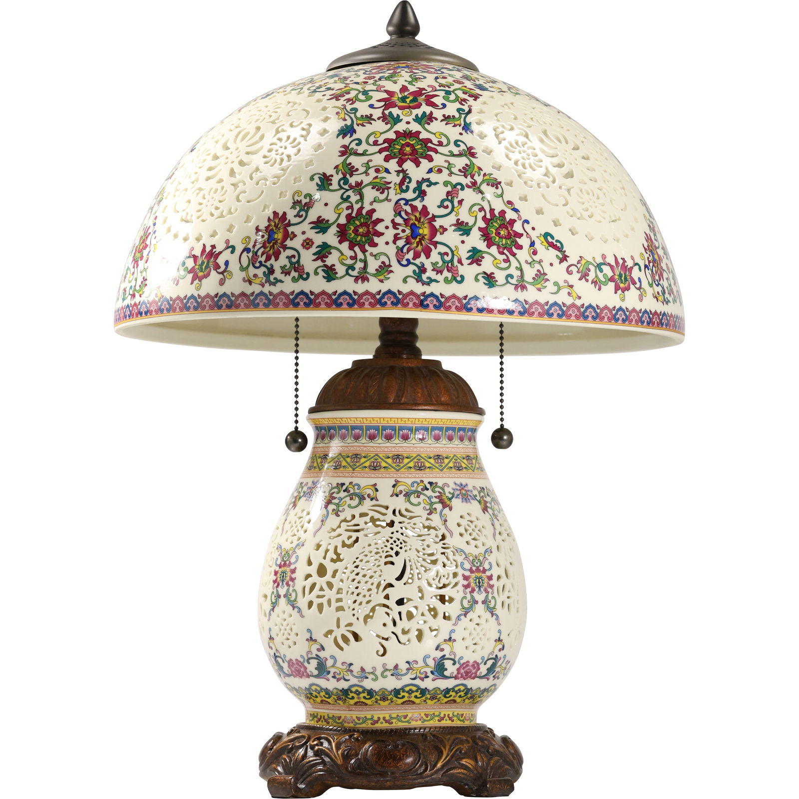 Jingdezhen Chinese porcelain ceramic table lamp with Ornate Reticulated Shade and Base (1 of 20)