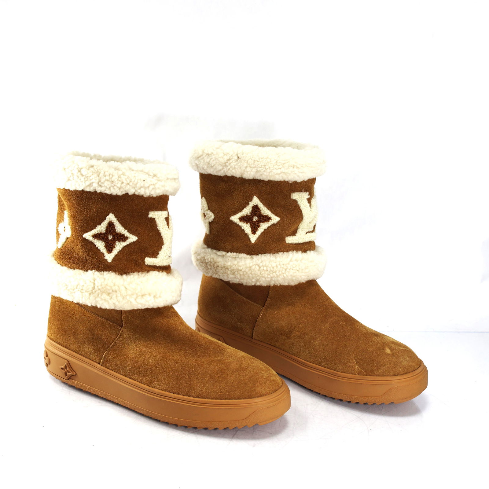 Louis Vuitton Suede Calfskin Shearling Snowdrop Flat Ankle Boots Size 41 TALY (1 of 17)