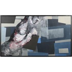 Quality French School Abstract with Woman's Torso Oil on Board Painting, Unsigned, Framed