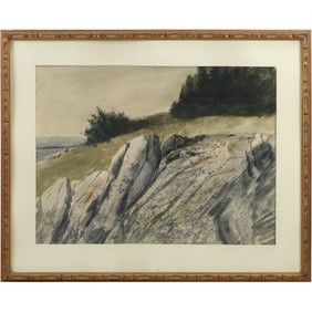 James Franklin Shores (Born 1942 American], Watercolor Painting New England MONHEGAN LEDGE