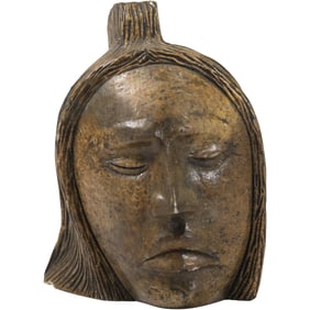 Signed Josy Thomas '09. Stone Sculpture of a Native American Head 6 in. height x 5 in. wide