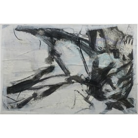 Quality French School Mixed Media Abstract on Paper Mounted on Canvas 36 in. x 25 in.