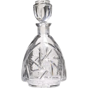 Quality Cut Crystal Glass "Pinwheel" Wine Decanter with Stopper 9 in. height x 5 in. wide