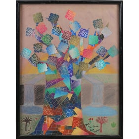 Sophie Epstein, Modernism Cubistic Mixed Media on Board Artwork, Framed