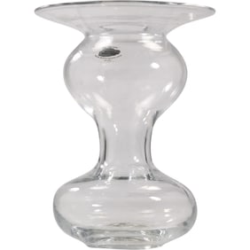 Blenko Sculptured Clear Crystal Glass Vase with Original Label 9.5 in. height x 8 in. wide